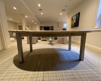 Custom Alexis Vintiques zinc-top extension table. Measures 46" - 78" W x 48" D with two 16" leaves. Photo 1 of 3.