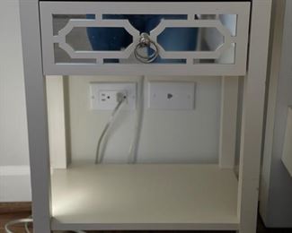 White side table with mirrored drawer. Measures 24" W x 12" D x 27" H. Photo 1 of 2.