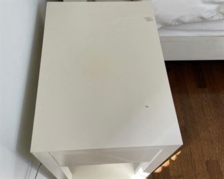 White side table with mirrored drawer. Measures 24" W x 12" D x 27" H. Photo 2 of 2.