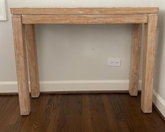 Limed-wood console with faux shell polka dot top. Measures 36" x 30" H x 12" D. Photo 2 of 2.