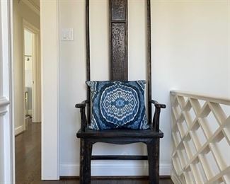Arhaus Ming Chair shown with down-filled IKAT pillow. Measures 26" W x 20" D x 73.5" H. Photo 1 of 6.