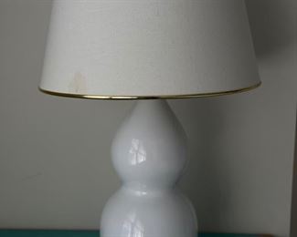 White double gourd table lamp with white shade - 2 available.