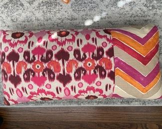 Pink & orange IKAT lumbar pillow.