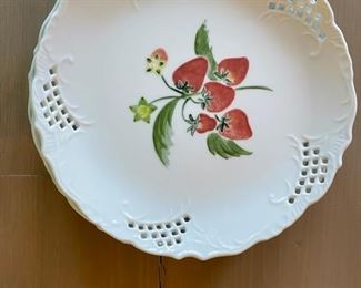 Set of 8 (7 shown) lattice trim fruit motif salad/dessert plates. Photo 1 of 7.