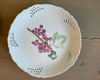 Set of 8 (7 shown) lattice trim fruit motif salad/dessert plates. Photo 2 of 7.