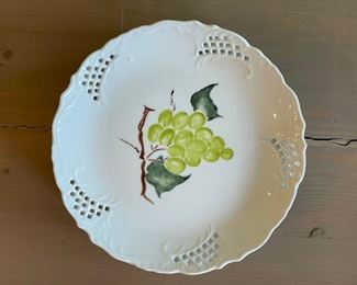 Set of 8 (7 shown) lattice trim fruit motif salad/dessert plates. Photo 3 of 7.