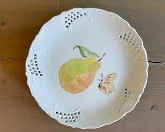 Set of 8 (7 shown) lattice trim fruit motif salad/dessert plates. Photo 4 of 7.