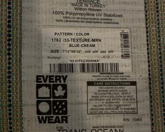 Liora Manne Terrace indoor/outdoor rug in Blue & Cream. Measures 7' 10" x 9' 10. Photo 2 of 2.