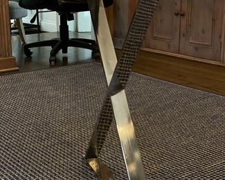 One Kings Lane X-Leg Desk in Brown/Chrome. Measures 48" W x 24" D x 29.5" H. Photo 2 of 3.