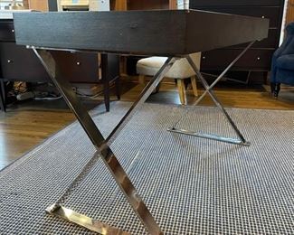 One Kings Lane X-Leg Desk in Brown/Chrome. Measures 48" W x 24" D x 29.5" H. Photo 3 of 3.