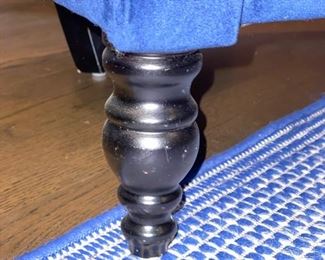 Barrel Back Club Chair upholstered in blue velvet fabric with ebony legs. Please note, the true color is a bit darker than shown. Photo 2 of 2.