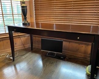 Crate & Barrel two-drawer desk. Measures 60" W x 28" D x 30" H. Matching two-drawer file cabinet available as well. Photo 1 of 2.