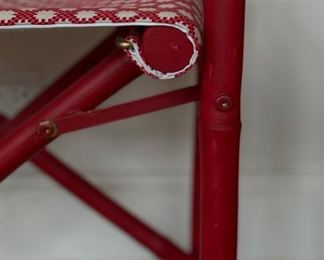 Pair of red Directors chairs upholstered in Jane Churchill fabric. Photo 3 of 3.