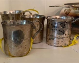 Three Tiffany & Co. and one Lunt Sterling Silver Baptism Cups. Photo 1 of 3.