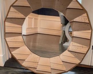 Antiqued / Smoke Glass Mirror. Measures 36” D.