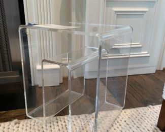 Lucite Magazine Storage Rack Side Table.
