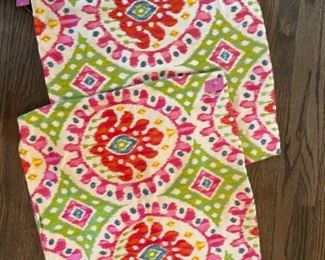 Set of Manuel Canovas Pink & Green Ikat Pillow Covers.