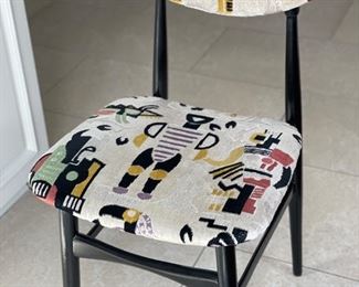 Set of 4 vintage ebony dining chairs upholstered in Clarence House velvet. 18" seat height. Photo 1 of 3.