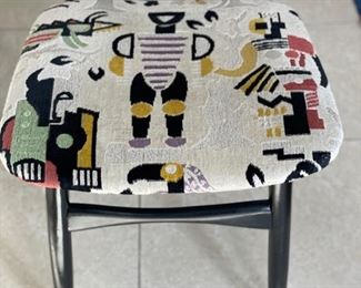 Set of 4 vintage ebony dining chairs upholstered in Clarence House velvet. 18" seat height. Photo 3 of 3.