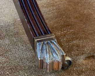 Vintage Georgian double pedestal mahogany dining table with brass claw feet. Measures 80" W x 31" D x 29" H with 28" clearance. Photo 4 of 4.