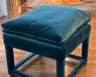 Ottoman/Bench upholstered in teal velvet - 2 available. Each measures 20" x 24". Photo 1 of 3.