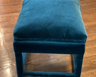 Ottoman/Bench upholstered in teal velvet - 2 available. Each measures 20" x 24". Photo 3 of 3.