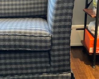 Wool blue plaid upholstered loveseat. Measures 48" W x 34" D. Photo 2 of 2.