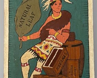 Vintage Natural Leaf tobacco painting on wood.