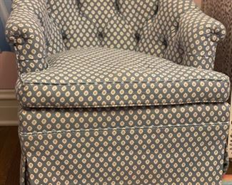 Brunschwig & Fils club chair and ottoman upholstered in Pierre Deux fabric. Photo 1 of 3. 