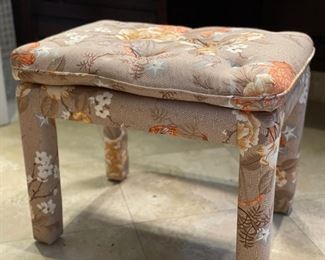 Floral upholstered bench/ottoman. Measures 17" x 23" x 19" H. Photo 1 of 2.