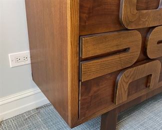 Mid-Century Lane Brutalist dresser / bureau / sideboard / server. Measures 77" W x 18" D x 29.5" H. Photo 3 of 3.
