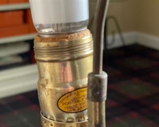 Vintage white lamp with Asian motif. Measures 38" H. Photo 4 of 4.