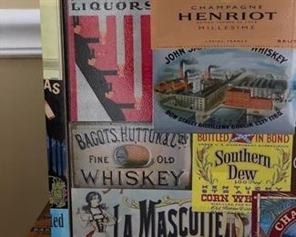 Vintage decoupage booze label bar cabinet purchased at Lot Road Auctions, Chelsea. Measures 30" W x 14" D x 44" H. Photo 5 of 5.