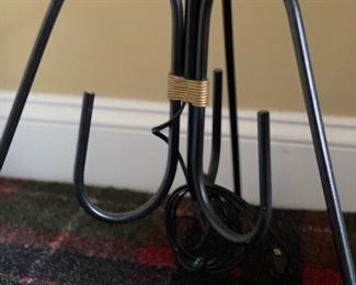 Vintage French floor lamp with glass tray table - 2 available. Measures 66" H. Photo 4 of 4.