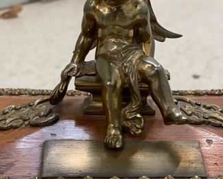 Wood box with gilt bronze ormolu and angel. Photo 3 of 4.
