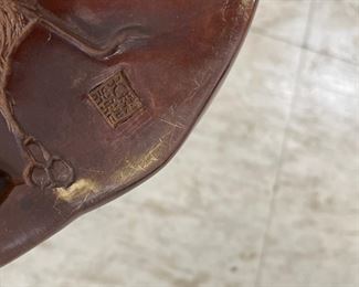 Pair of Japanese bronze lion bookends with glass eyes. Photo 2 of 2.