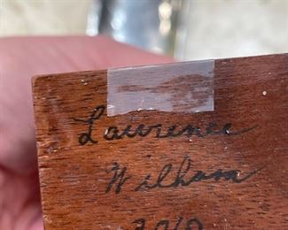 Hand-carved folk art Lincoln statue signed by artist. Photo 2 of 2.