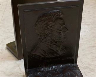 Bronze Abraham Lincoln bookends. Photo 1 of 2.