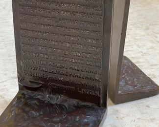 Bronze Abraham Lincoln bookends. Photo 2 of 2.