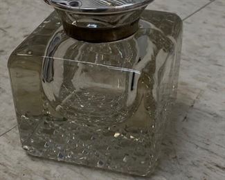 English hallmarked sterling and crystal inkwell. Photo 2 of 3.