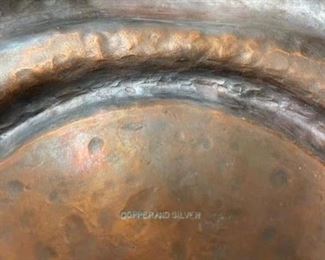 Copper & Silver bear rug tray with inkwell by Hawkes. Photo 3 of 3.