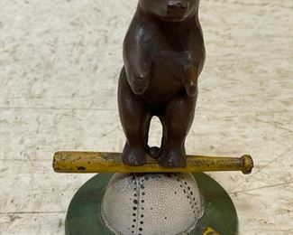 Vintage collectible cast iron Chicago Cubs bear. Photo 1 of 2.