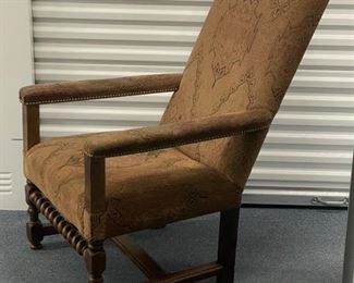 Upholstered Arm Chair with Barley Twist Frame. 