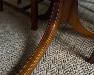 Hickory Chair Georgian Banded Mahogany double pedestal dining table. Measures 72" - 116" W x 46" D x 29.5" H. Photo 4 of 4.