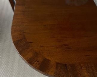 Hickory Chair Georgian Banded Mahogany double pedestal dining table. Measures 72" - 116" W x 46" D x 29.5" H. Photo 2 of 4.