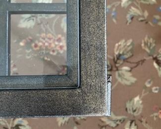 Metal & glass "garden gate" cocktail table. Measures 57" W x 32" D x 17" H. Photo 4 of 4.