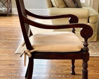 Pair of Milling Road for Baker cane seat / back arm chairs. Each measures 23" W x 24" D with 17.5" seat height. Photo 2 of 5.