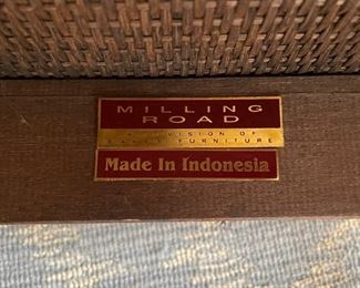 Pair of Milling Road for Baker cane seat / back arm chairs. Each measures 23" W x 24" D with 17.5" seat height. Photo 5 of 5.