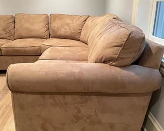 PB Buchannon three-piece U-shaped sectional sofa. Measures 37" D with two 54" sections. Photo 3 of 5.