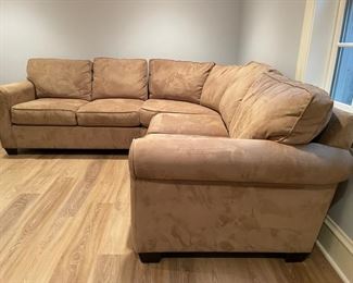 PB Buchannon three-piece U-shaped sectional sofa. Measures 37" D with two 54" sections. Photo 2 of 5.